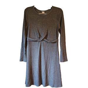 NWT Wonder Nation Girls Ribbed Knit Dress Gray Long Sleeve Casual Size XXL (18)